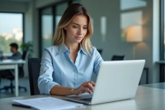 Femme au bureau vérifiant une checklist de sécurité à Lille