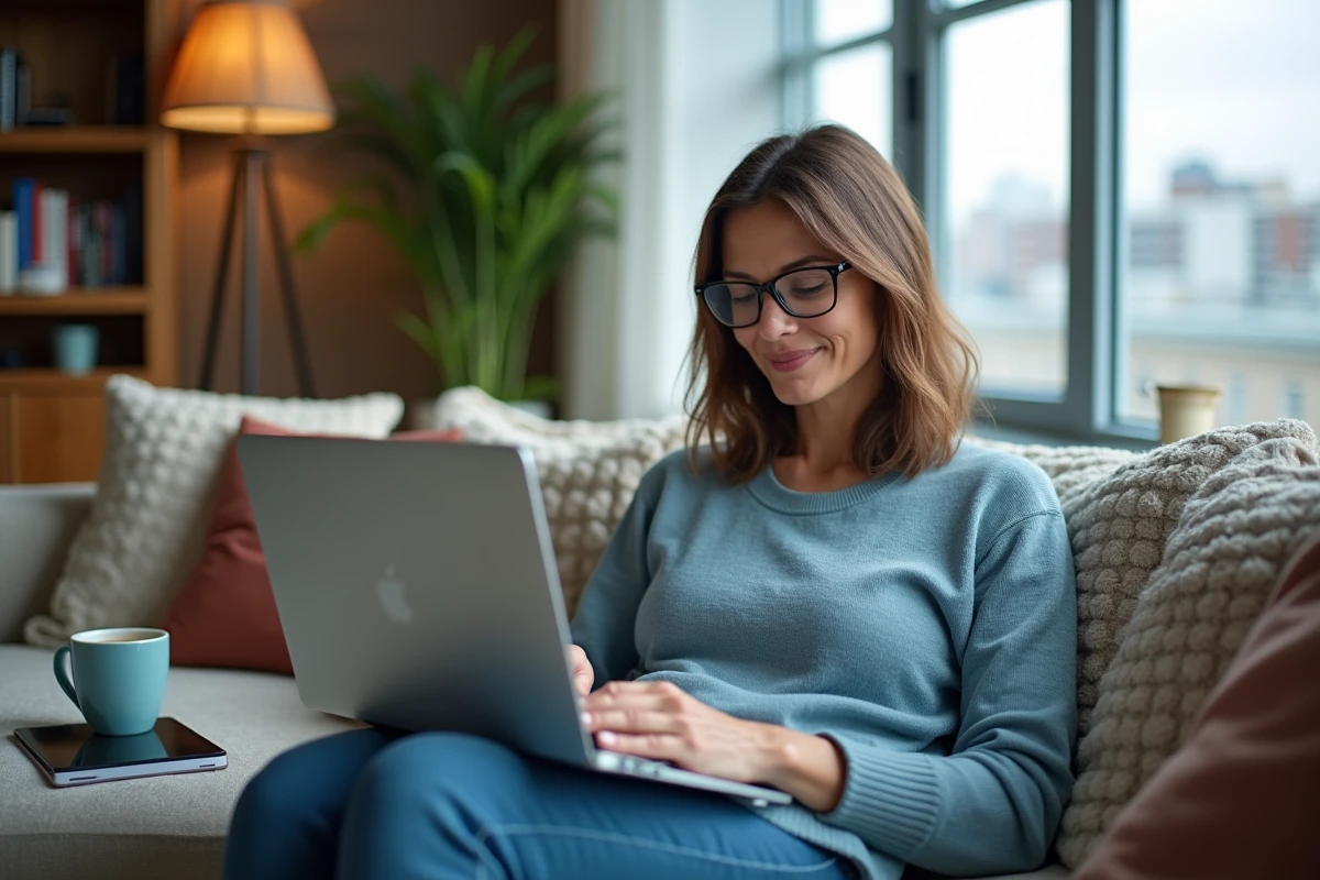 Femme sideloadant une APK Android sur son ordinateur portable