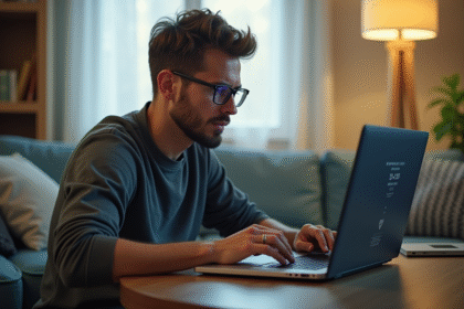 Jeune homme frustré devant son modem et ordinateur avec erreur S1