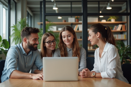 Groupe de jeunes professionnels en réunion de travail