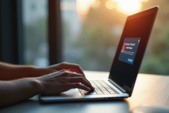 Ordinateur portable avec message d'alerte malware à l'écran