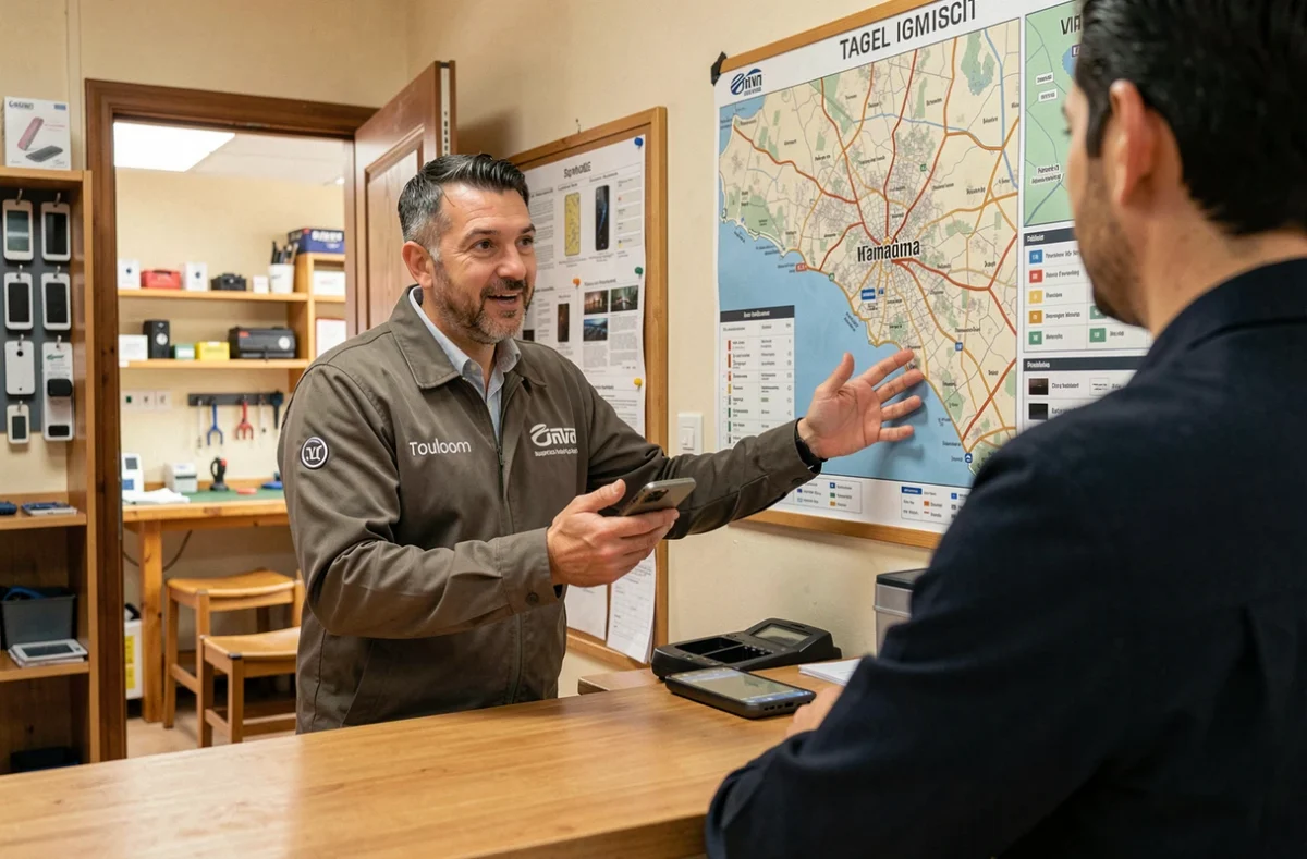 Technicien TurbosiM à Toulon conseillant un client sur les services de réparation disponibles dans les communes voisines du Var