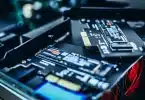 black and gray computer motherboard